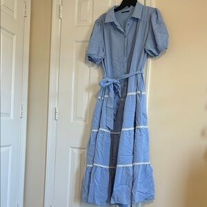 Blue Puff Sleeve Dress